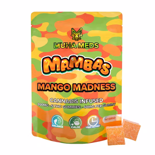 Mango Madness Mambas Gummies 200MG | Potent THC Mango Edibles Mango Madness Mambas Gummies 200MG